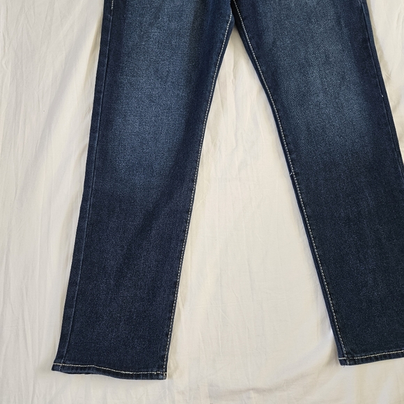 True Religion Geno Relaxed Slim Blue Jeans Big T Flap Slim Medium Lagoon Size 34 - Picture 5 of 7